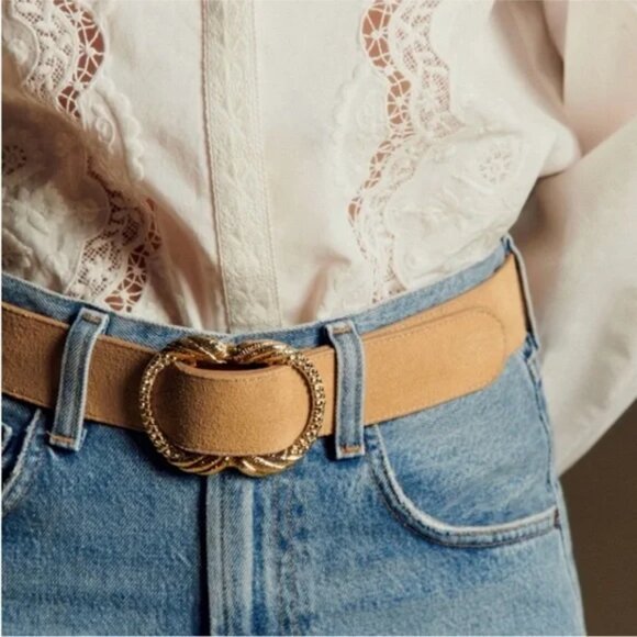 Sezane Artemis Belt Tan & Gold T.80